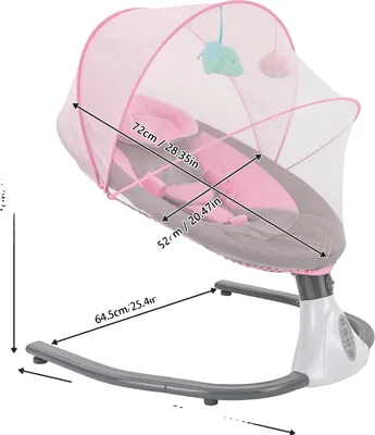 Zdjęcie produktu dla Automatyczny leżaczek elektryczny, zasilanie USB, maksymalne obciążenie 18 kg, nowoczesny design, różowy