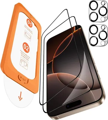 Produktbild von OMOTON Panzerglas für iPhone 16 Pro Max, 9H Härte, Bläschenfrei, Kameraschutz, 3D-Vollbildschutz
