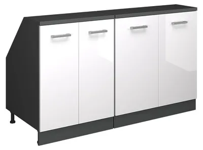 Zdjęcie produktu dla Zestaw szafek na dach skośny Vicco Rion Biały wysoki połysk 140 cm Zestaw 2 korpusów szafy głębokość 60 cm, Model 60449