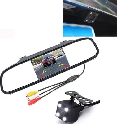 Productafbeelding van PZ603 Auto-monitor HD, auto-parkeersysteem met LED-nachtzicht, CCD-achteruitrijcamera met 4,3-inch spiegel voor achteruitzicht