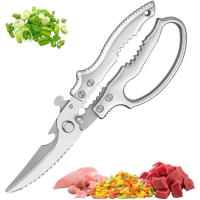 Produktbild von Geflügelschere Edelstahl, Multifunktions Küchenschere mit Sicherheitsverschluss & rutschfestem Griff, für Fleisch, Fisch, Gemüse & Huhn, robust & scharf