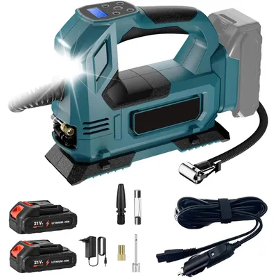 Productafbeelding van Automatische luchtcompressor, draadloos gebruik, digitaal drukdisplay, blauw