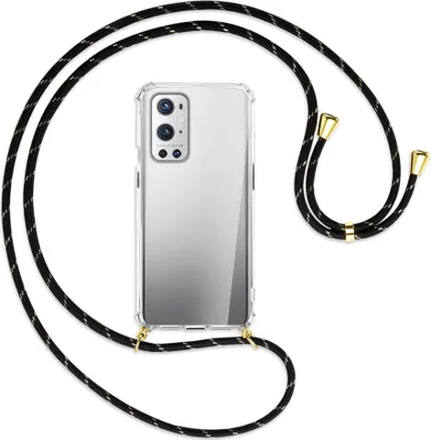 Produktbild von Handykette Backcover-Schutzhülle mit Band (Metall goldfarben) für OnePlus 9 - schwarz/gold