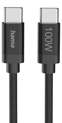 Produktbild von Ladekabel "Fabric", USB-C - USB-C, 100W, 3 m, Nylon, Schwarz (00201749)
