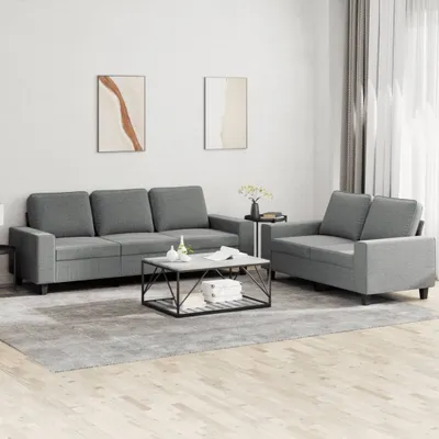 Image de Maison Exclusive - Ensemble de canapés 2 pièces, tissu gris foncé