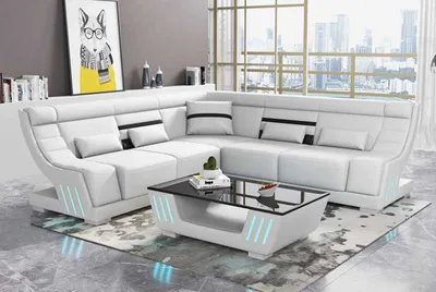 Immagine prodotto di Divano Ad Angolo A L Bianco Di Design Rivestimento In Ecopelle Divani