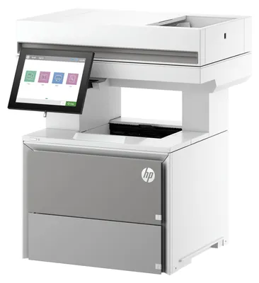 Image de Imprimante laser monochrome HP LaserJet Enterprise, impression en noir et blanc, résolution de 1200 x 1200 DPI, fonction de copie en couleur, format A4, couleur bleue, finition blanche