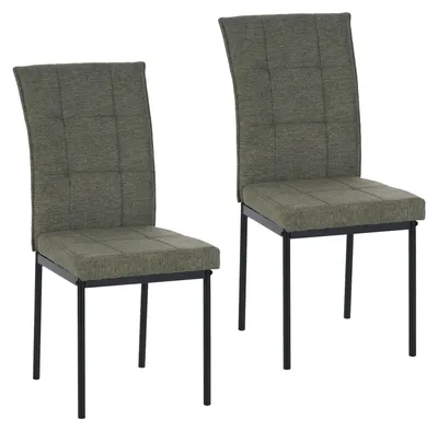 Produktbild von Stuhl Matthew Grün 2er Set, Karosteppung, hohe Rückenlehne, gepolstert, 96 cm hoch