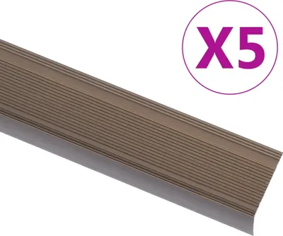Zdjęcie produktu dla vidaXL Profil schodowy w kształcie litery L 5 szt. Aluminium 90 cm Brązowy