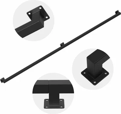 Obrázek produktu pro Ikodm Čtvercové madlo 200 cm, černé, kovové zábradlí pro schodiště s práškovým nástřikem, rozměry 30 x 30 mm, dvoudílné, vhodné pro schodiště i chodbu