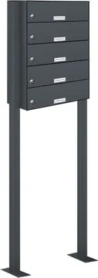 Produktbild von 5er Standbriefkasten Freistehend Durchwurfanlage RAL 7016 Anthrazit