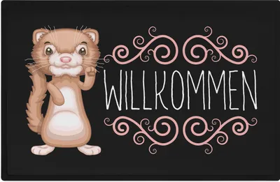 Produktbild von Trendation - Willkommen Fußmatte Grafik Schmutzfangmatte Geschenk Außen Innenbereich 60x40 cm Waschbar Türmatte Otter