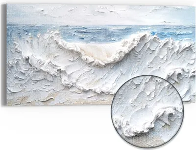 Produktbild von DEQORI Hybrid Leinwand Bild 60x30 cm 'Wogen der Stille' Wandbild Glas flach modern