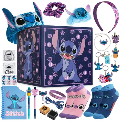 Obrázok produktu pre Vianočný kalendár Disney Stitch pre deti a tínedžerov, 24 prekvapení – fialový kockový tvar