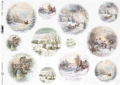 Produktbild von ITD Reispapier Decoupage Bastelpapier Serviettentechnik-R139L - A3, Weihnachten, Winteransichten