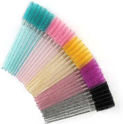 Produktbild von 250 mehrfarbige Einweg-Wimpernbürsten mit Kristallgriffen, Spoolies und Make-up-Applikatoren