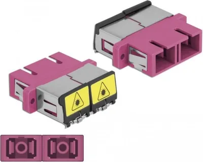 Produktbild von LWL Kupplung SC Duplex Multimode mit Laserschutzklappe, OM4, violett