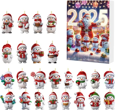Produktbild von 2025 Schneemann-Adventskalender, 24-tägiger Weihnachts-Countdown-Kalender, Acryl-Weihnachtsbaum-Countdown-Dekor für Kinder