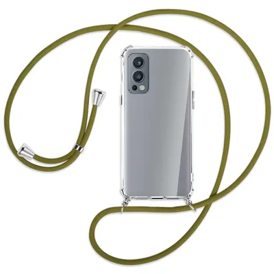 Produktbild von Handykette Backcover-Schutzhülle mit Band (Metall silberfarben) für OnePlus Nord 2 5G - khaki