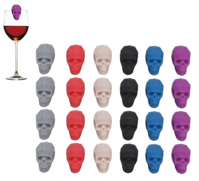 24 Silikon-Getränkemarkierer Halloween für Weingläser