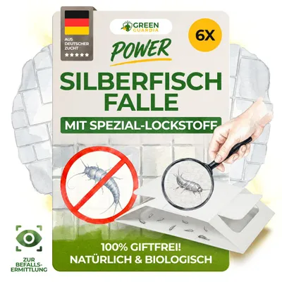 Produktbild von Silberfische Klebefalle mit Spezial-Lockstoff – 6x Fallen – Silberfische bekämpfen, chemiefreie Silberfische Falle, Mittel gegen Silberfische