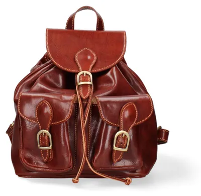 Immagine prodotto di Zaino da donna, borsa a tracolla, in vera pelle di vacchetta, prodotto in Italia, colore nero
