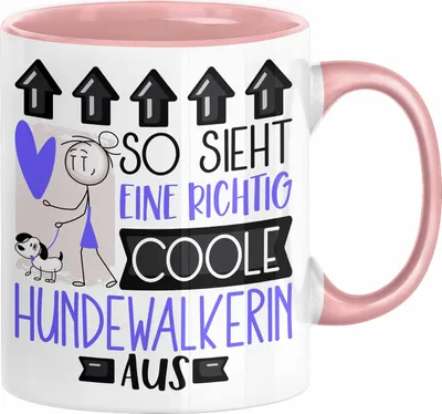 Produktbild von Hundewalkerin Geschenk Tasse Lustig Geschenkidee für Hundewalkerin Geburtstag So Sieht Eine Richtig Coole Hundewalkerin Aus Frauen Spruch (Rosa)