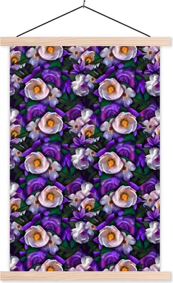 Produktbild von MuchoWow® Textilposter Blumen - Lila - Anemone 120x180 cm mit holzfarbenen Rahmen - Textil-Plakat