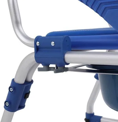 Immagine prodotto di Sedia per il bagno e la doccia multifunzionale con ruote - Alluminio - Blu e bianco