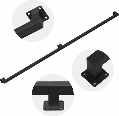 Obrázek produktu pro Peviasot Čtvercové madlo 180 cm, černé, kovové zábradlí pro schodiště s práškovým nástřikem, rozměry 30 x 30 mm, dvoudílné, vhodné pro schodiště i chodbu