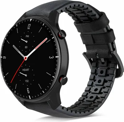Produktbild von Strap-it Amazfit GTR 2 Silikon-/Lederarmband (Schwarz)