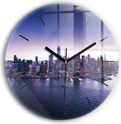 Produktbild von Wallfluent Wanduhr – Stilles Quarzuhrwerk - Uhr Dekoration Wohnzimmer Schlafzimmer Küche - Zifferblatt mit Striche - schwarze Zeiger - 30 cm - Ansicht von San Francisco