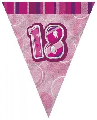 Produktbild von 18. Geburtstag | Wimpelkette pink