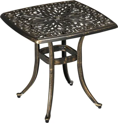 Produktbild von Beistelltisch Terrassentisch Schirmloch Aluminiumrahmen Bronze 54X54X52,5Cm