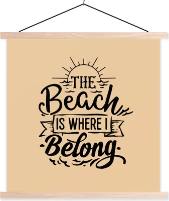 Produktbild von MuchoWow® Textilposter Zitate - Strand - Sonne 60x60 cm mit holzfarbenen Rahmen - Wanddekoration