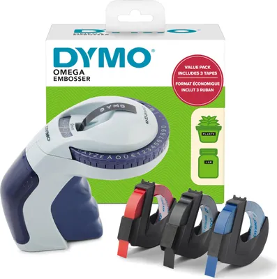 Image de Machine à estamper DYMO, 3 rubans d'estampage, kit de démarrage pour étiqueteuse Omega, fournitures de bureau