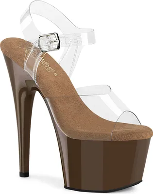Produktbild von ADORE-708 Pleaser Damen High-Heels Damen Riemen Plateausandaletten klar mokka
