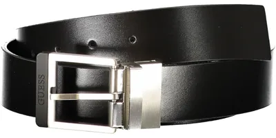 Immagine prodotto di Cintura in pelle nera da uomo, reversibile, con fibbia in metallo