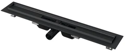 Produktbild von Alcadrain APZ101BLACK Low Duschrinne mit Rand für den perforierten Rost, Schwarz-Matt 1150 mm