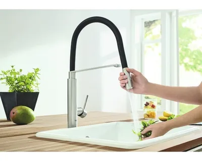Obrázok produktu pre GROHE Concetto, Ťah, Čierna, Nerezová oceľ, Páková rukoväť, Samostarný, Sprej, Type U