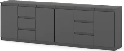 Zdjęcie produktu dla Komoda Szara 240Cm 6 Szuflad Nowoczesna Pojemna Szafka Do Pokoju Loft
