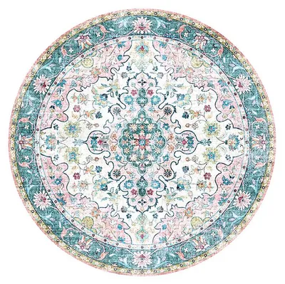 Produktbild von Teppich Vintage Rund - Lily Oriental Blau Rosa