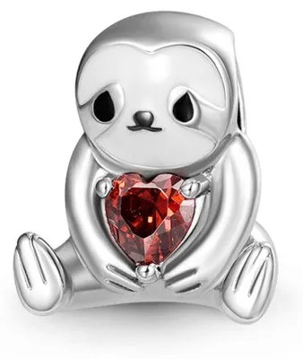 Produktbild von Gnoce Charm Faultier mit Herz GFC009 Silber