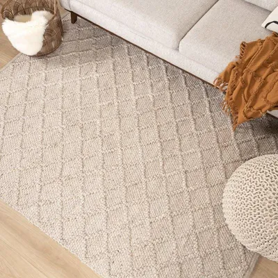Image de Volero - Tapis tissé en laine - Knit Beige - 230x330 cm