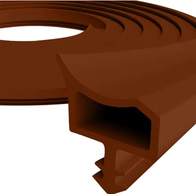 Imagen del producto de Burlete autoadhesivo de PVC, 10 metros, color marrón, con una anchura de ranura de 4 mm y una profundidad de ranura de 7 mm, para puertas