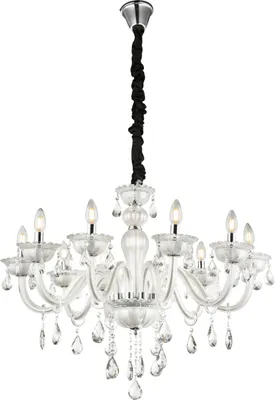 Produktbild von Globo Lighting Luster Metall weiß, Glas, K5 Kristalle, ø: 710mm, H: 1800mm, exkl. 10x E14 40W 230V