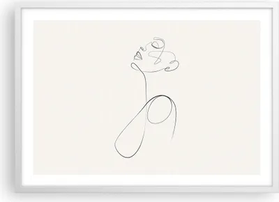 Produktbild von Gerahmtes Poster - Weißer Rahmen - Linie Linie Frau - 70x50 cm - Wand Bild - Wanddeko - Wandbilder - Kunstposter - Wandposter - Bilderrahmen - Bilder - Kunstdruck - Wanddekoration - P2WAA70x50-5112