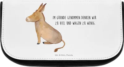 Produktbild von Mr. & Mrs. Panda Kosmetiktasche Esel - Weiß - Geschenk, Lustige Sprüche, kosmetiktäschchen, Mut, Lebensziel, Make-Up Tasche, Ziel, Weisheit, Organizer, Erfolg