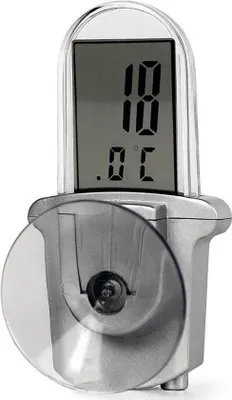 A digital thermometer with a suction cup.