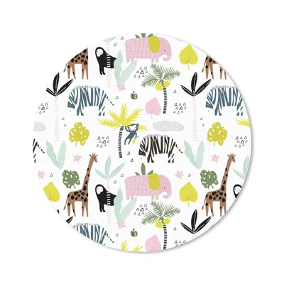 Produktbild von MuchoWow® Mauspad Mousepad Dschungel - Elefant - Affe 40x40 cm - Mousepads - Maus Mat - Pad - Mausunterlage - Schreibtisch Accessoires